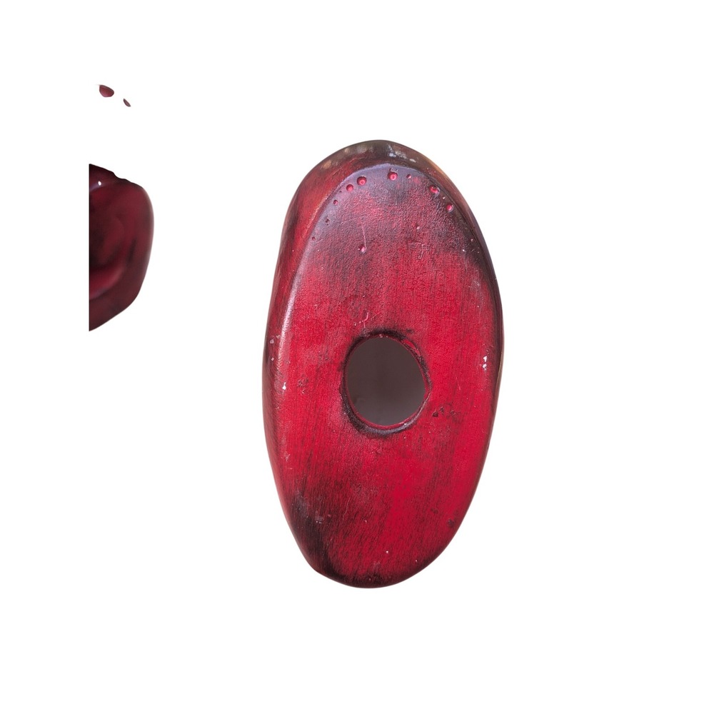 Abstract Spiral Ceramic Vase Red Black Modern Sculptural Art Pottery Decor 7in - Picture 5 of 6